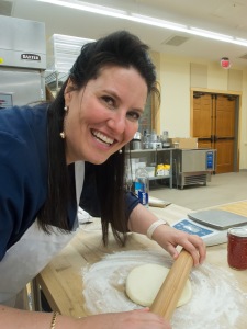Natashe having some fun while rolling out our rugelach dough.